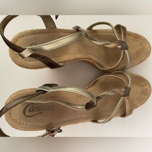 Candies wedge sandals heels metallic disco straps Y2K size 9.5